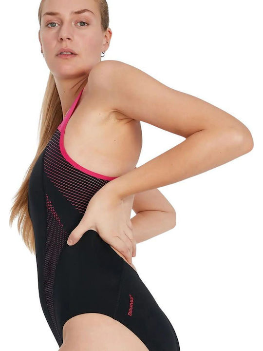 Plastisol Laneback Athletic One-Piece Swimsuit Black