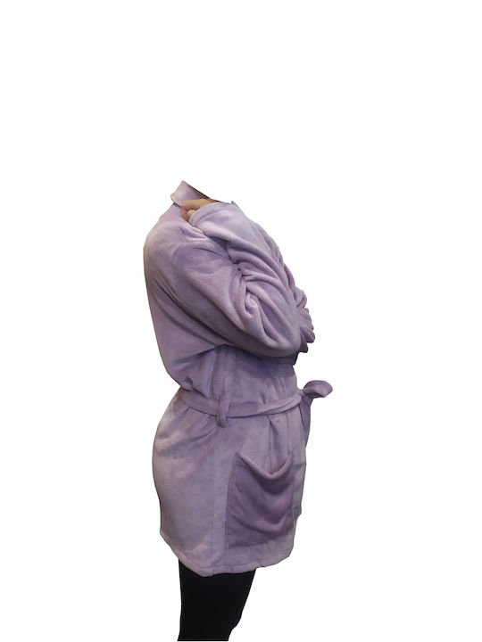 Apple Boxer Χειμερινή Γυναικεία Fleece Ρόμπα Λιλά