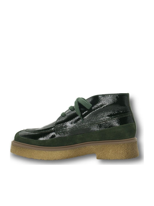 Δερμάτινα Γυναικεία Μποτάκια Oxfords Πράσινα