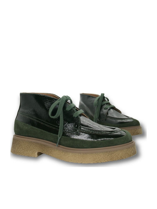 Δερμάτινα Γυναικεία Μποτάκια Oxfords Πράσινα