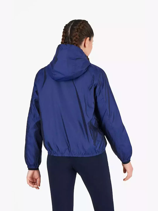 Champion Women's Short Lifestyle Jacket for Spring or Autumn with Hood Blue