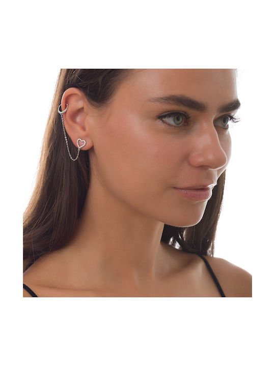 Oxzen Single Earring Ear Climber made of Silver with Stones