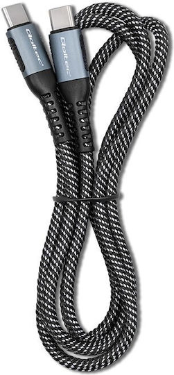 Qoltec Braided USB 2.0 Cable USB-C male - USB-C 100W Μαύρο 1m 52357