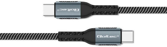 Qoltec Braided USB 2.0 Cable USB-C male - USB-C 100W Μαύρο 1m 52357