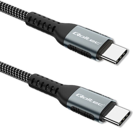 Qoltec Braided USB 2.0 Cable USB-C male - USB-C 100W Μαύρο 1m 52357