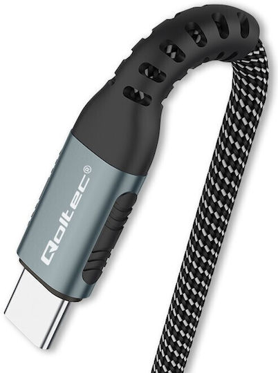 Qoltec Braided USB 2.0 Cable USB-C male - USB-C 100W Μαύρο 1m 52357