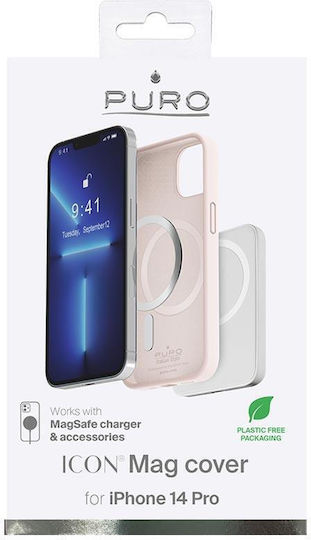Puro Icon Mag Umschlag Rückseite Silikon Dusty Pink (iPhone 14 Pro)