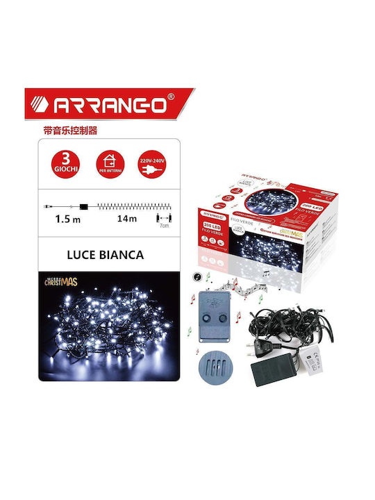 Programmable Christmas LED Light Cold White 15.5m Arrango