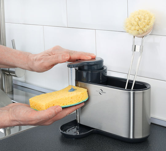 Kuchenprofi Kitchen Dispenser Plastic with Sponge Holder Silver
