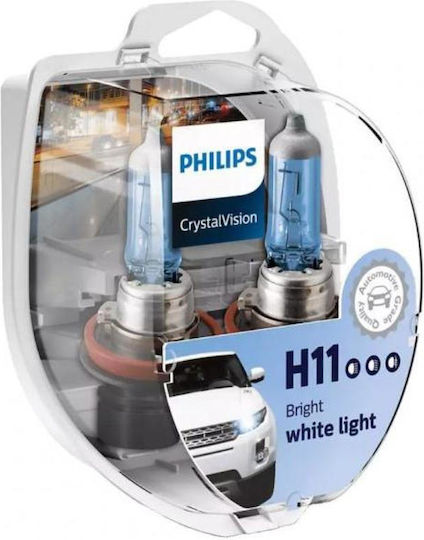 Philips Lamps Car Crystal Vision H11 Halogen 4300K Natural White 12V 55W 2pcs