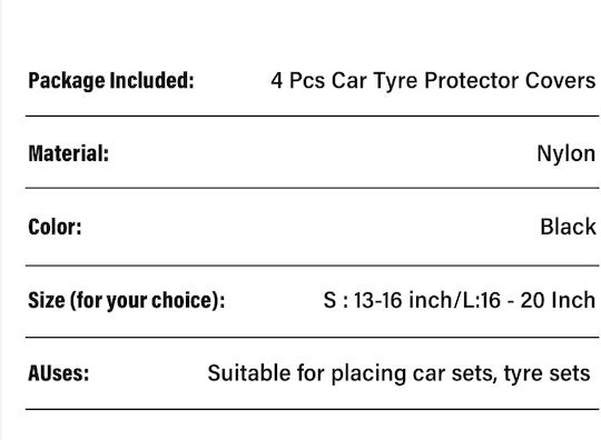 RAZ211 Covers for Car Tires 76.4cm 4pcs Black