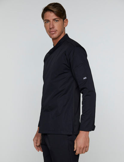 Ayo Coat Chef 100% Microfiber Unisex Black with Long Sleeve