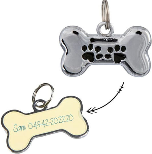 Trixie I.d Tag Dog ID Bone Silver Metal 3.5x2cm