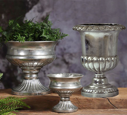 Zaros Βάζο Ασημένιο Ασημί Φ24.5xΥ33cm