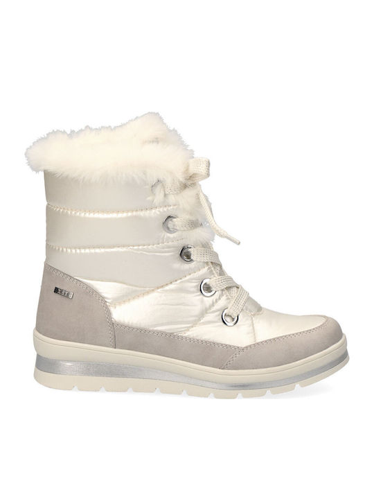 Snow Boots with Laces / Zipper & Fur Pearl