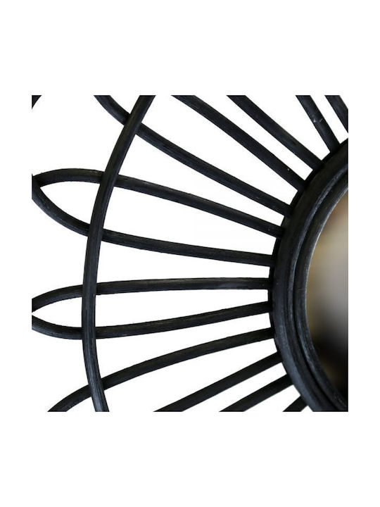 Synchronia Wandspiegel mit Schwarz Rattan Rahmen Durchmesser 70cm 1Stück