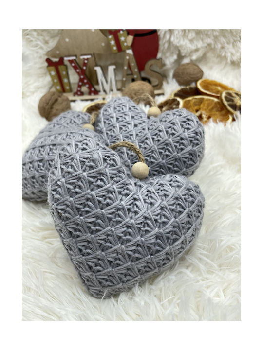 Hängendes Herz Ornament Stoff Gray 14x14cm