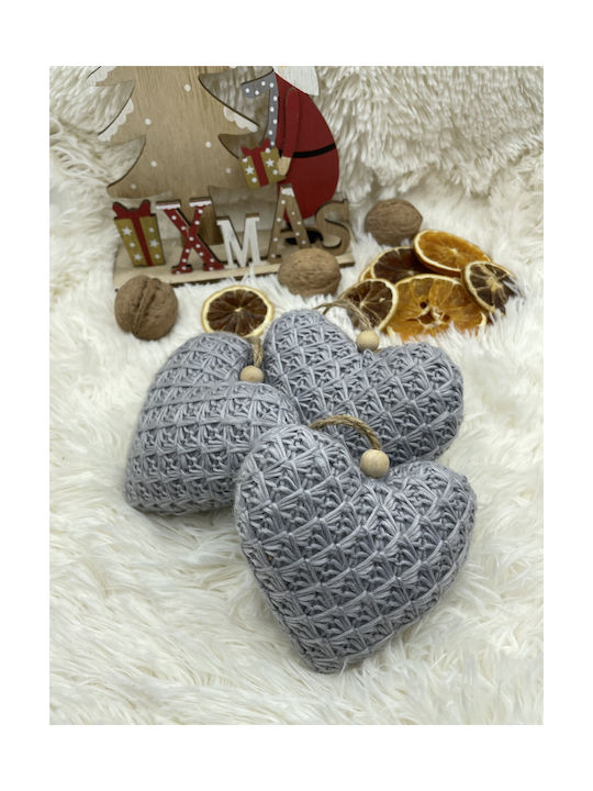 Christmas Fabric Heart Ornament Gray 14x14cm