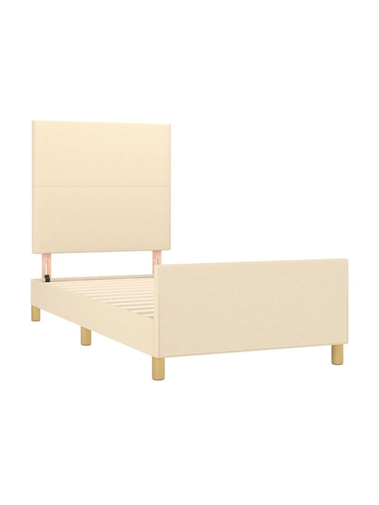 Pat Single Tapitat Cu Material Ecru Pentru Saltea 100x200cm