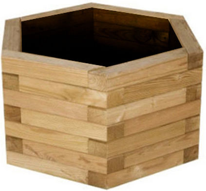 Showood Hexagonal Pot Wooden 45cm.