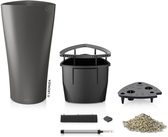 Lechuza Delta Self-watering Pot Plastic Charcoal Metallic 29x29x56.5cm.