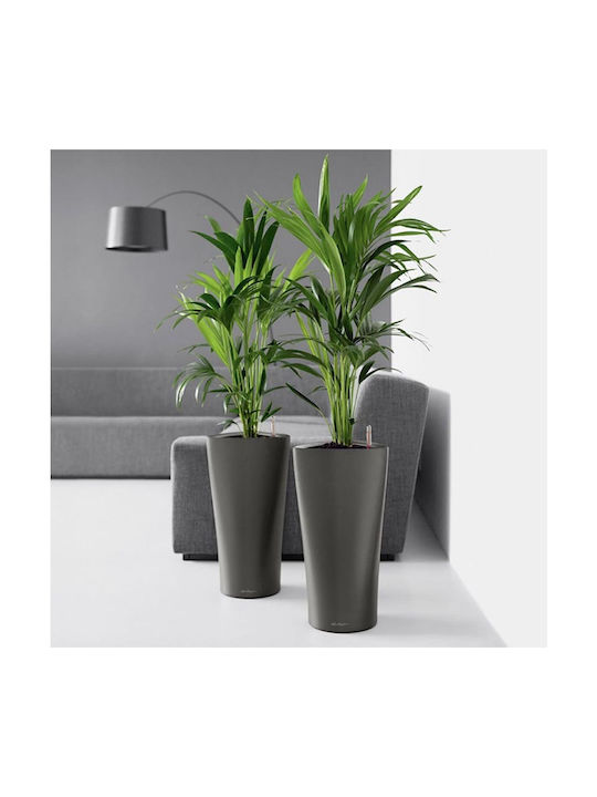 Lechuza Delta Auto-udare Ghiveci Plastic Charcoal Metallic 29x29x56.5cm.