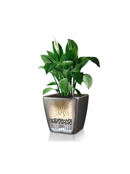 Lechuza QUADRO LS Αυτοποτιζόμενη Γλάστρα Πλαστική Charcoal Metallic 43x43εκ.