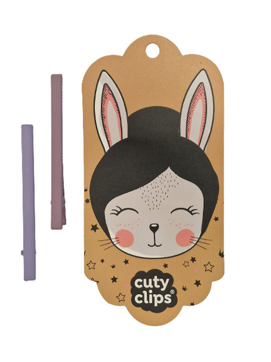 Moon Rabbit Set of Kids Hair Clips with Bobby Pin in Purple Color 2pcs CL0019