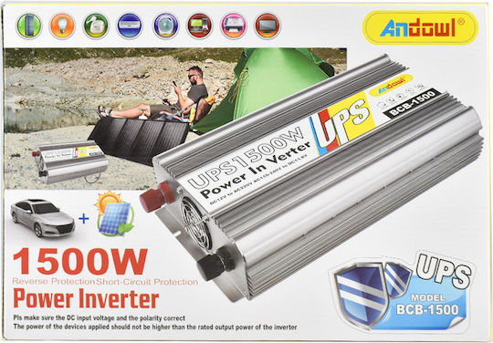 Andowl Invertor Auto Modificat Sine Wave 1500W pentru Convertirea 12V DC în 220V AC