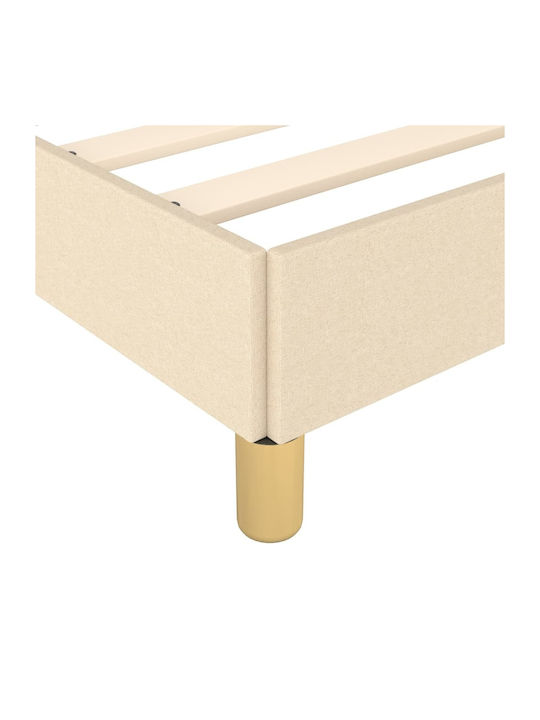 Pat Single Tapițat cu Material Crem pentru Saltea 90x190cm