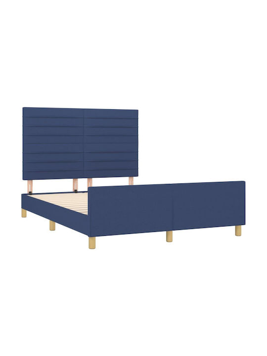 Doppelbett Mit Stoff Blau Für Matratze 140x200cm