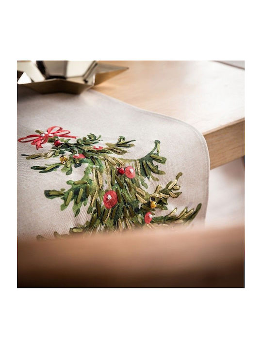 Gofis Home Weihnachtlich Tischtuch Läufer Stoff Beige L160xB40cm.