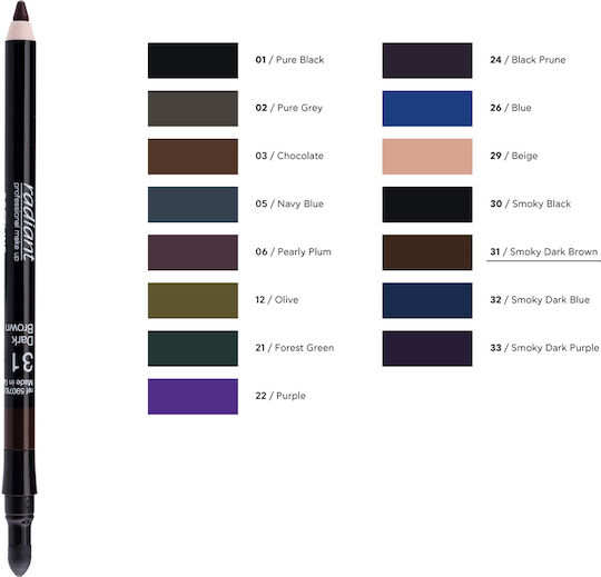 Radiant Softline Waterproof Eye Pencil Μαλακό Μολύβι Ματιών 31 Dark Brown