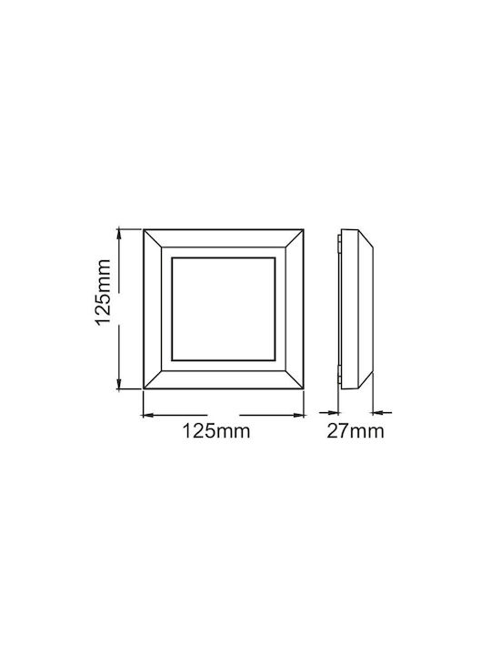 Aca Wall-Mounted Outdoor Ceiling Light T8 IP65 12.5x12.5εκ.