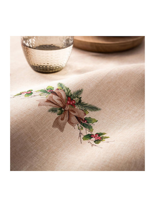 Gofis Home Weihnachtlich Tischtuch Quadrat Stoff Beige-Red L85xB85cm.