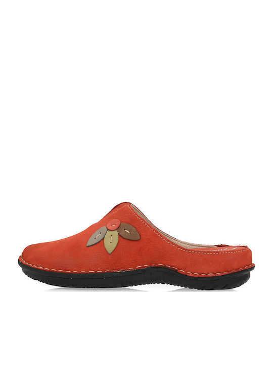 Anatomical Leather Women's Slippers Red