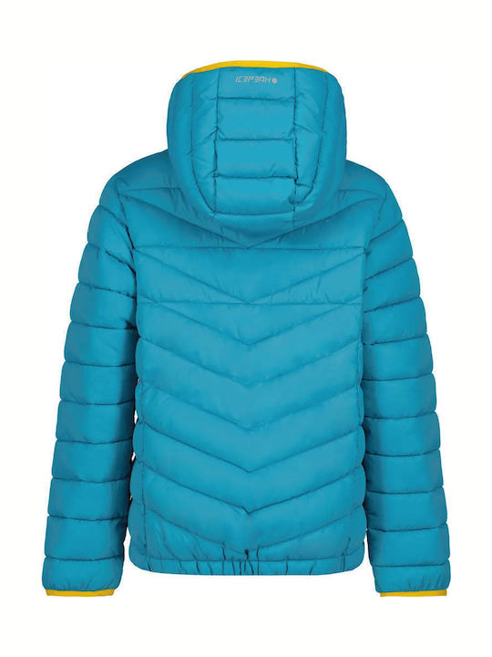 Kenyon Kids Down Jacket Quilted Short Windproof with Lining Hooded Turquoise