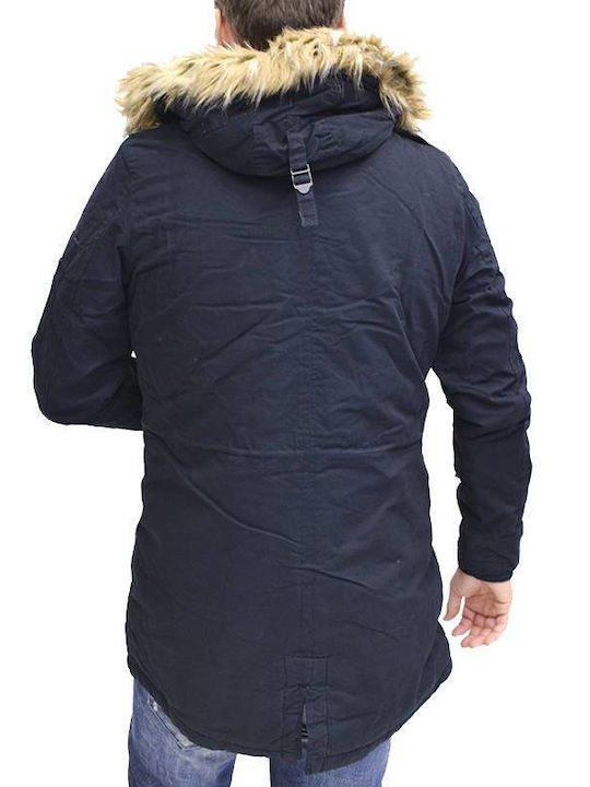 Zen And Zen Men's Winter Parka Jacket Navy Blue