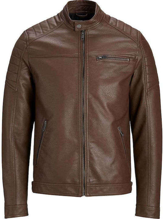Winter Faux Leather Jacket Biker Chocolate Fondant