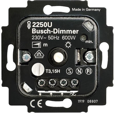 Abb Recessed Simple Dimmer Switch Mechanism Rotary 600W Black