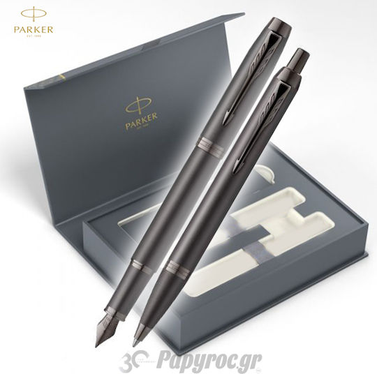Parker I.M Mono Titanium Pen Set Ballpoint Medium made of Steel Black in a case (in a paper cassette)