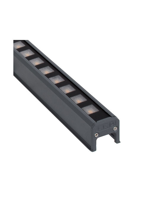 GloboStar Digi-Bar Lampă De Podea Pentru Exterior LED Mașină De Spălat Pe Perete 12W Cu Lumină Alb Cald IP65 Gri
