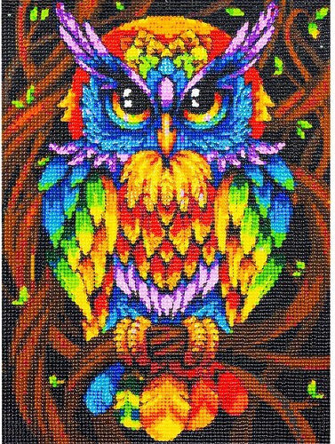 Malatec Mosaic Art Bufniță Multicoloră Pânză Diamond Painting Kit 40x30cm AT100715