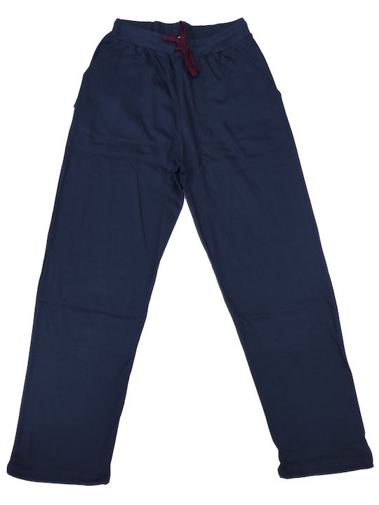Apple Boxer Χειμερινή Ανδρική Πιτζάμα Βαμβακερή Navy Μπλε