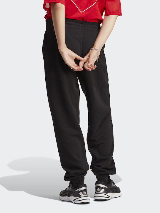 Adidas Essentials Παντελόνι Γυναικείας Φόρμας με Λάστιχο Μαύρο Fleece
