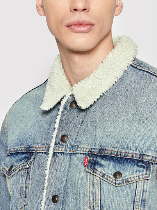 Type 3 Sherpa Trucker Denim Winter Jacket Light Blue
