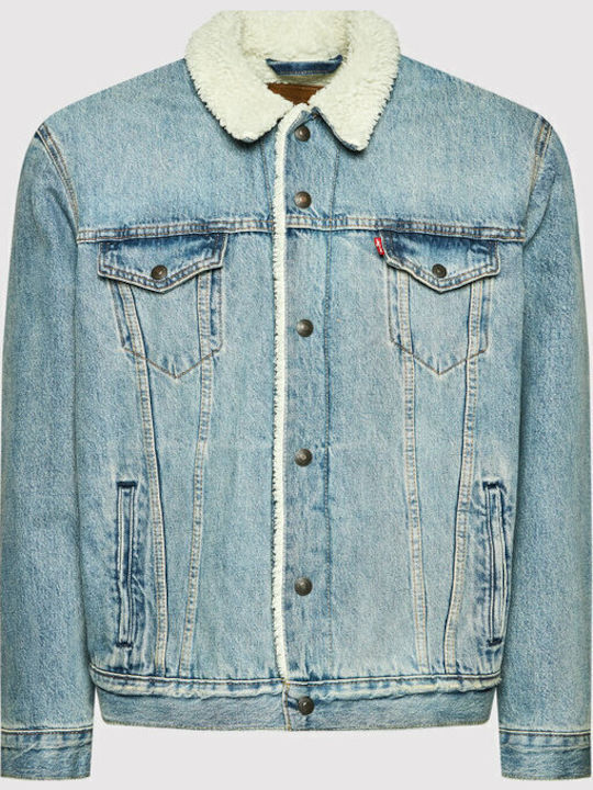 Type 3 Sherpa Trucker Denim Winter Jacket Light Blue