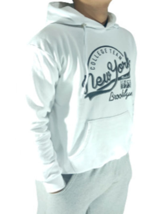 Star Body H Men's Sweatshirt with Hood White Stamped