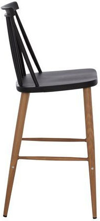 Stool Bar with Backrest made of Polypropylene Vanessa Black 43x45x97cm