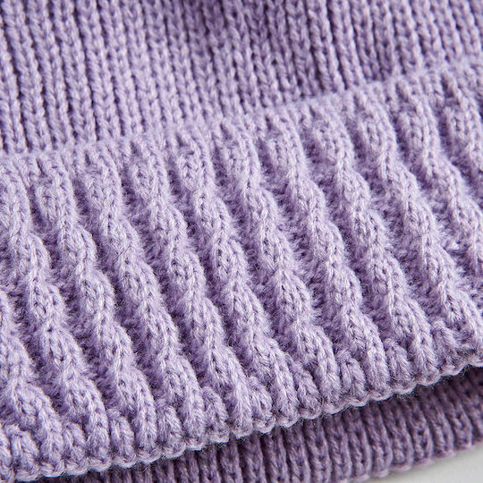 Pom Pom Beanie Feminin Căciulă cu Tricotaj în culoarea Lila